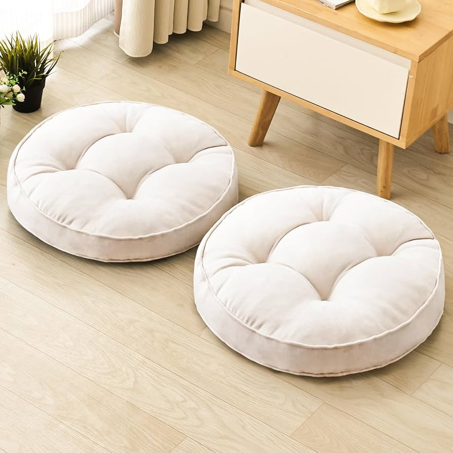 1 MIDDLE ONE Floor Pillow Set of 2, Memory Foam Floor Cushions for Adults, Large Meditation Pillo... | Amazon (US)