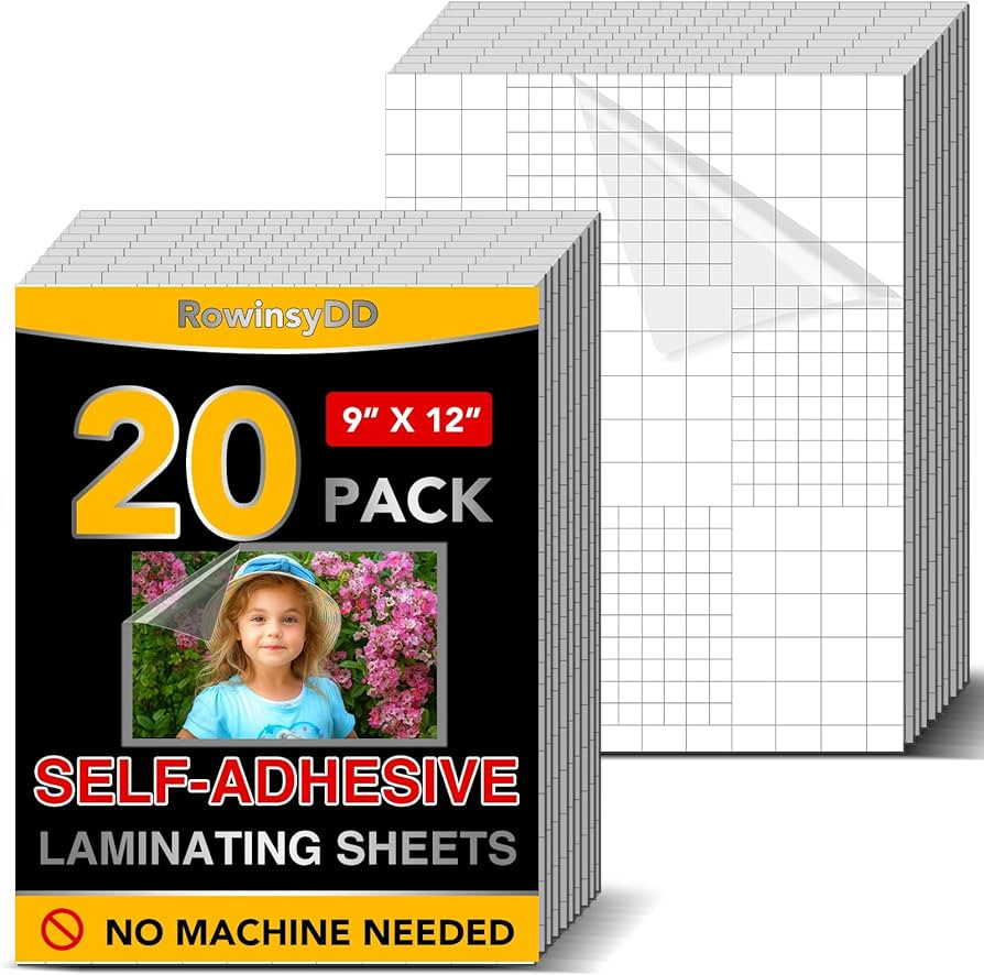 20 PCS Self-Adhesive Laminating Sheets, 9 x 12 Inches Self Adhesive Contact Paper, No Heat No Mac... | Amazon (US)