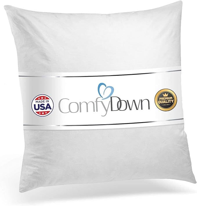 ComfyDown Decorative 22x22 Pillow Insert, Down and Feathers Fill, 100% Cotton Cover 233 Thread Co... | Amazon (US)