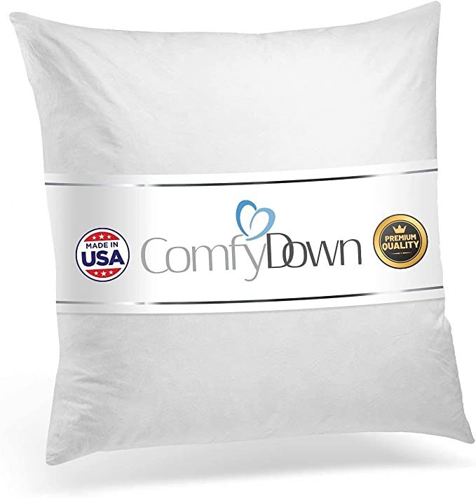 18X18 Decorative Throw Pillow Insert, Down and Feathers Fill, 100% Cotton Cover 233 Thread Count,... | Amazon (US)