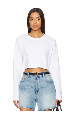 CLYQUE Early Crop Tee in White from Revolve.com | Revolve Clothing (Global)