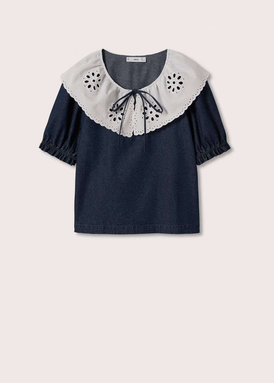 Cotton babydoll neck blouse | MANGO (US)