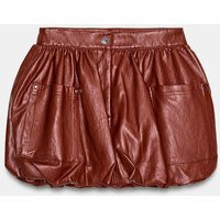 Zara - Faux Leather Balloon Mini Skirt Set - Brick - Xs - Woman | Zara US