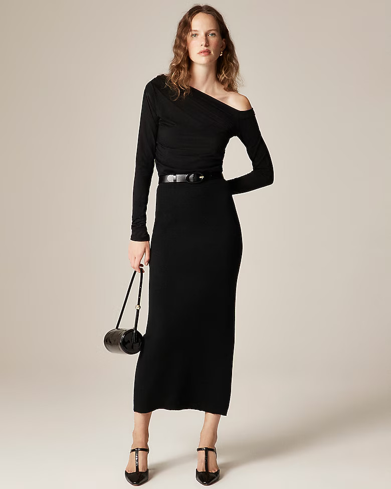 Asymmetrical off-the-shoulder top in stretch cotton blend | J. Crew US