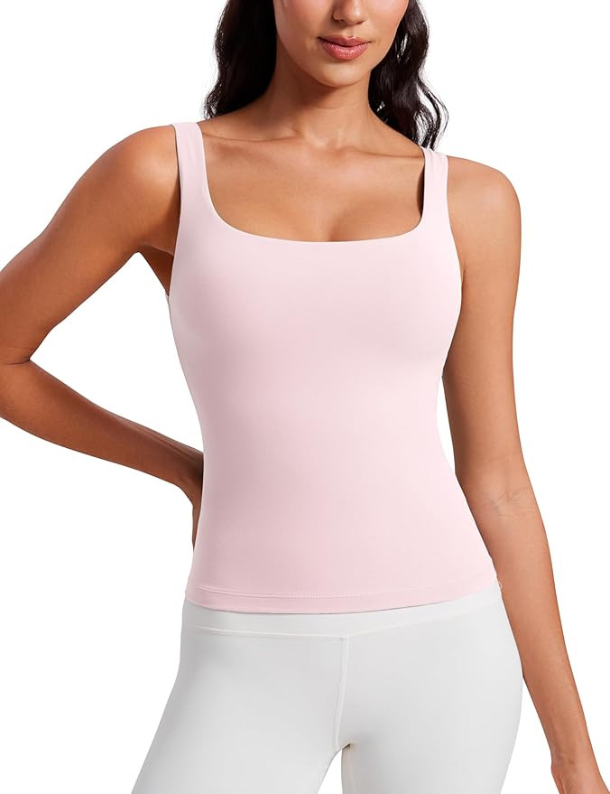 CRZ YOGA Butterluxe Workout Tank Tops for Women U Neck Padded Crop Tops Athletic Camisole Tops wi... | Amazon (US)