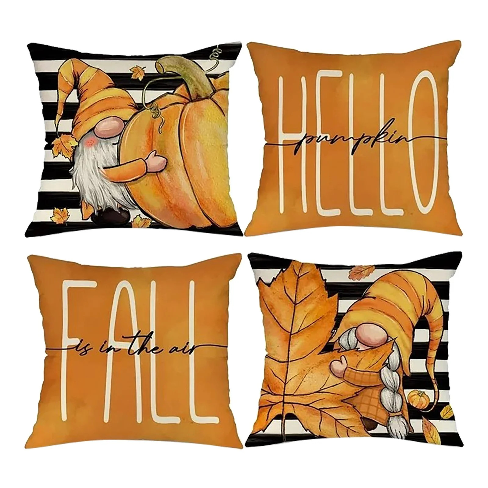 YOLAI Set of 4 for Fall Decor Stripes Pumpkin and Maple Leaves Gnones Outdoor Fall Pillows Decora... | Walmart (US)