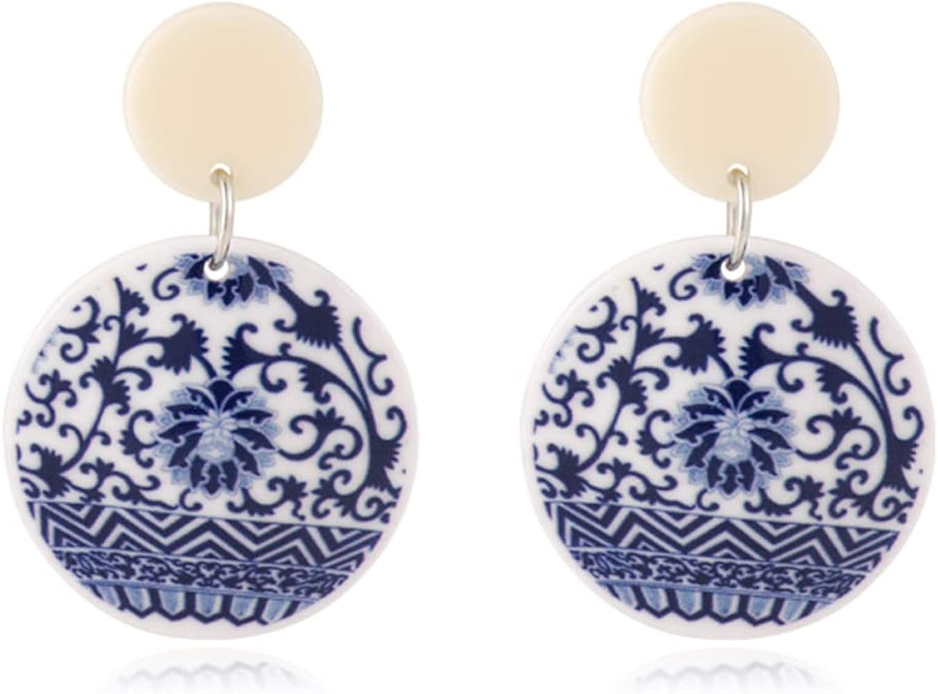 MIGUO STORE Chic Fashion Royal Blue Geometric Earrings Acrylic Ethnic Style Dangle Drop Earrings ... | Amazon (US)
