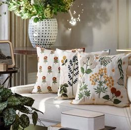 Garden Floral Embroidered Throw Pillow Collection | Antique Farm House