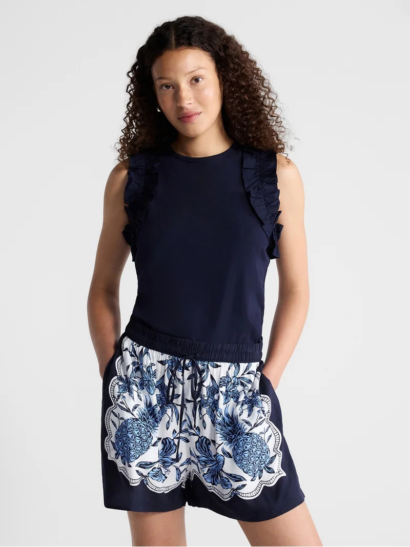 Free Assembly Women's and Women's Plus Ruffle Trim Mixy Tank Top, Sizes XS-4X | Walmart (US)