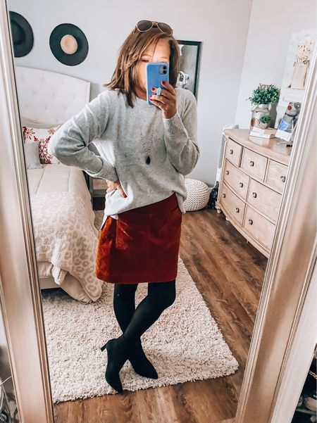 J.crew Factory best selling sweater is on sale, multiple color options, fits tts. 

Styled with corduroy skirt, tights, black booties, thanksgiving outfit, business casual outfit, weekend casual date night outfit, sale, doorbuster 

#LTKsalealert #LTKHoliday #LTKunder50