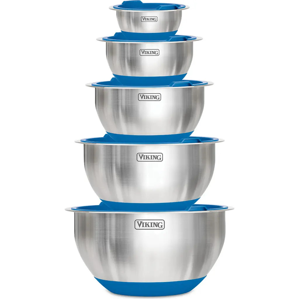 Viking 10-Piece Stainless Steel Mixing Bowl Set with Lids in Blue at Nordstrom Rack | Nordstrom Rack