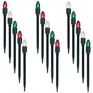 Northlight Set of 15 Red Clear and Green C9 Candle Christmas Pathway Lights Decorations-14 ft Green Wire 32913372 | The Home Depot