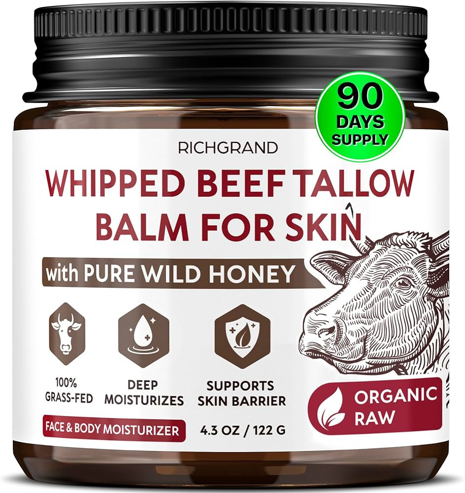 Amazon.com: RICHGRAND Beef Tallow for Skin - Whipped Tallow and Honey Balm - Grass Fed Beef Tallo... | Amazon (US)