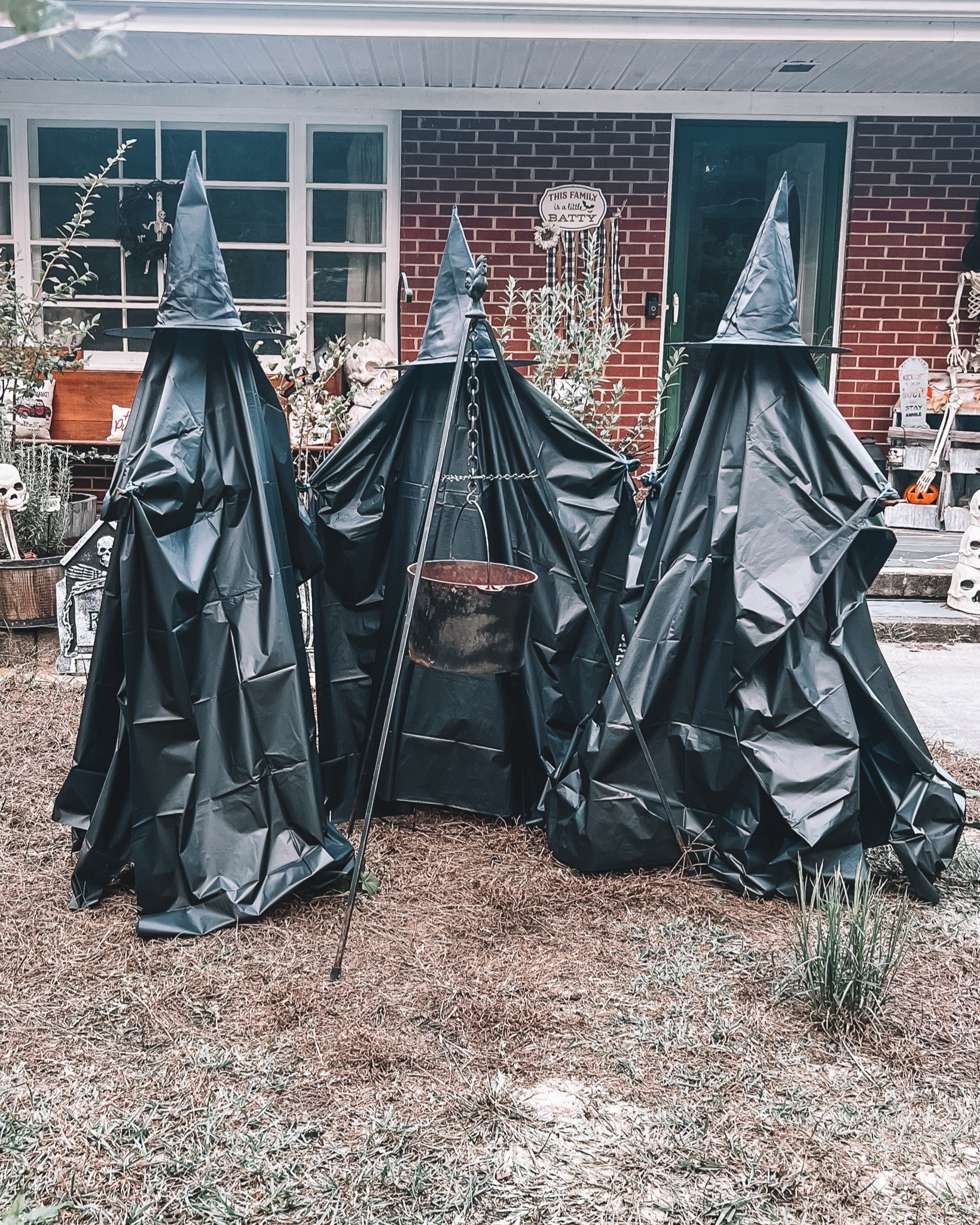 DIY Witches 

Tomato cages with plastic table cloth and witch hat. Use a stick through the cage to give shape for arms. 

#LTKFallSale #LTKHalloween #LTKHome

#LTKSaleAlert #LTKFindsUnder50 #LTKHalloween