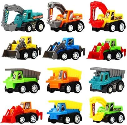 Pull Back Car, 12 Pcs Mini Truck Toy Kit Set, Play Construction Engineering Vehicle Educational P... | Amazon (US)