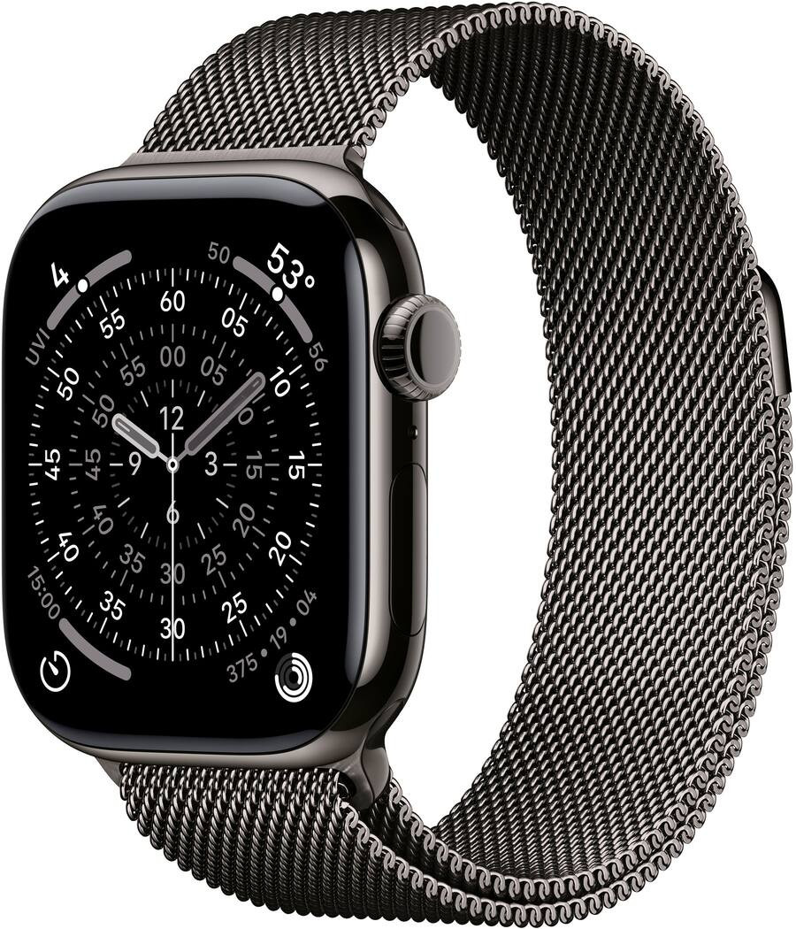 Apple Watch Series 11 (GPS+Cellular) 42mm Titanium Case with Slate Milanese Loop - Slate - (2025) | Best Buy U.S.