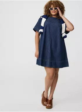 Mini Crew-Neck Denim Dress | Torrid (US & Canada)