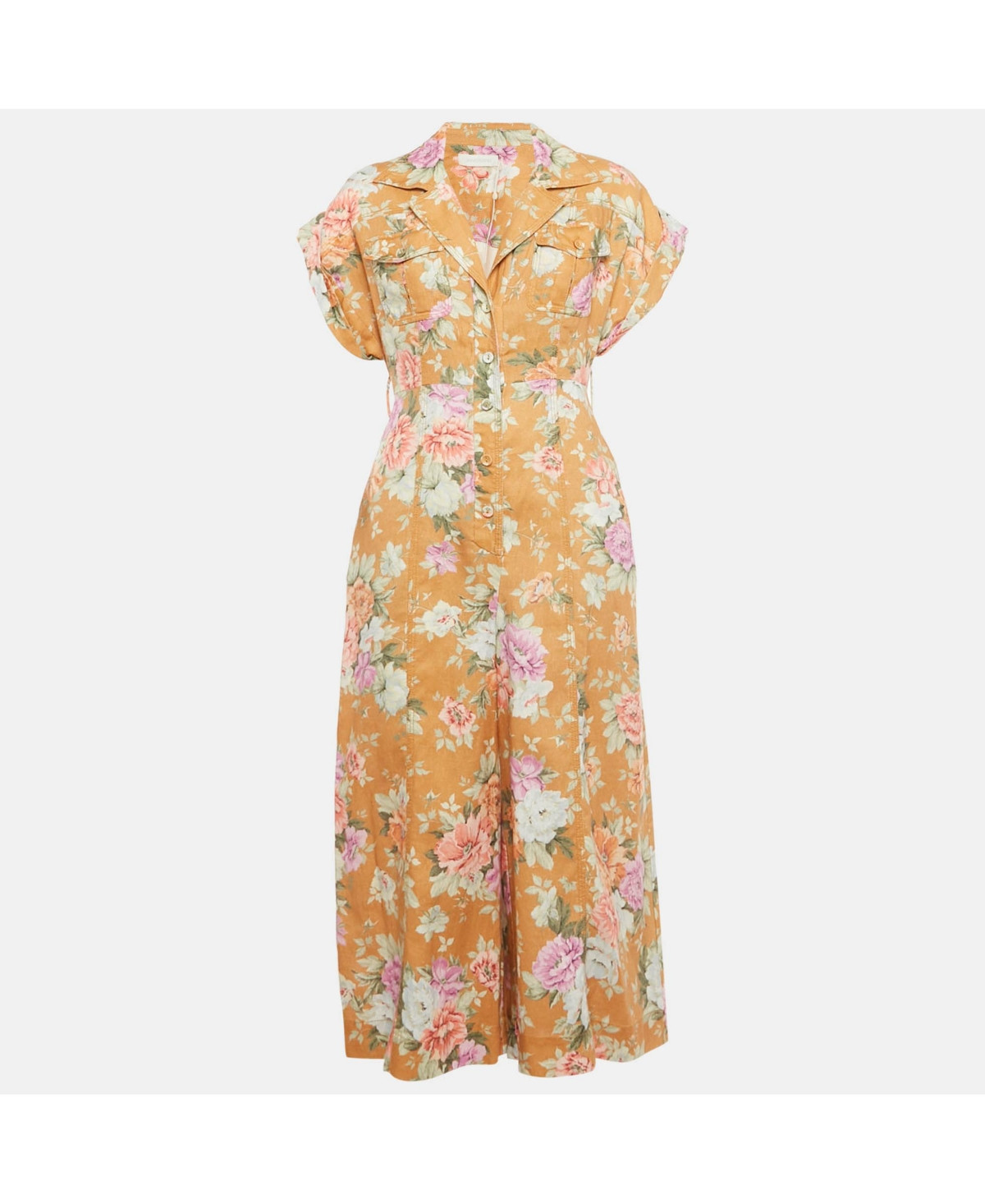 Pre-Owned Zimmermann Women's Brown Floral Print Linen Jumpsuit - Brown | Macy's
