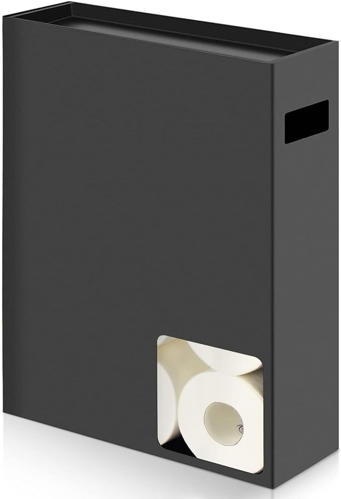 Sikon Toilet Paper Storage Organizer, Toilet Paper Holder Dispenser, 12 Rolls Compatible, Black, ... | Amazon (US)