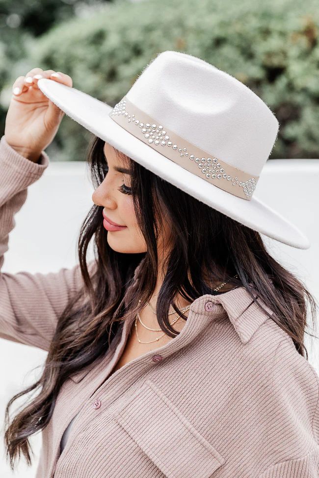 This Kiss Ivory Studded Band Fedora Hat | Pink Lily