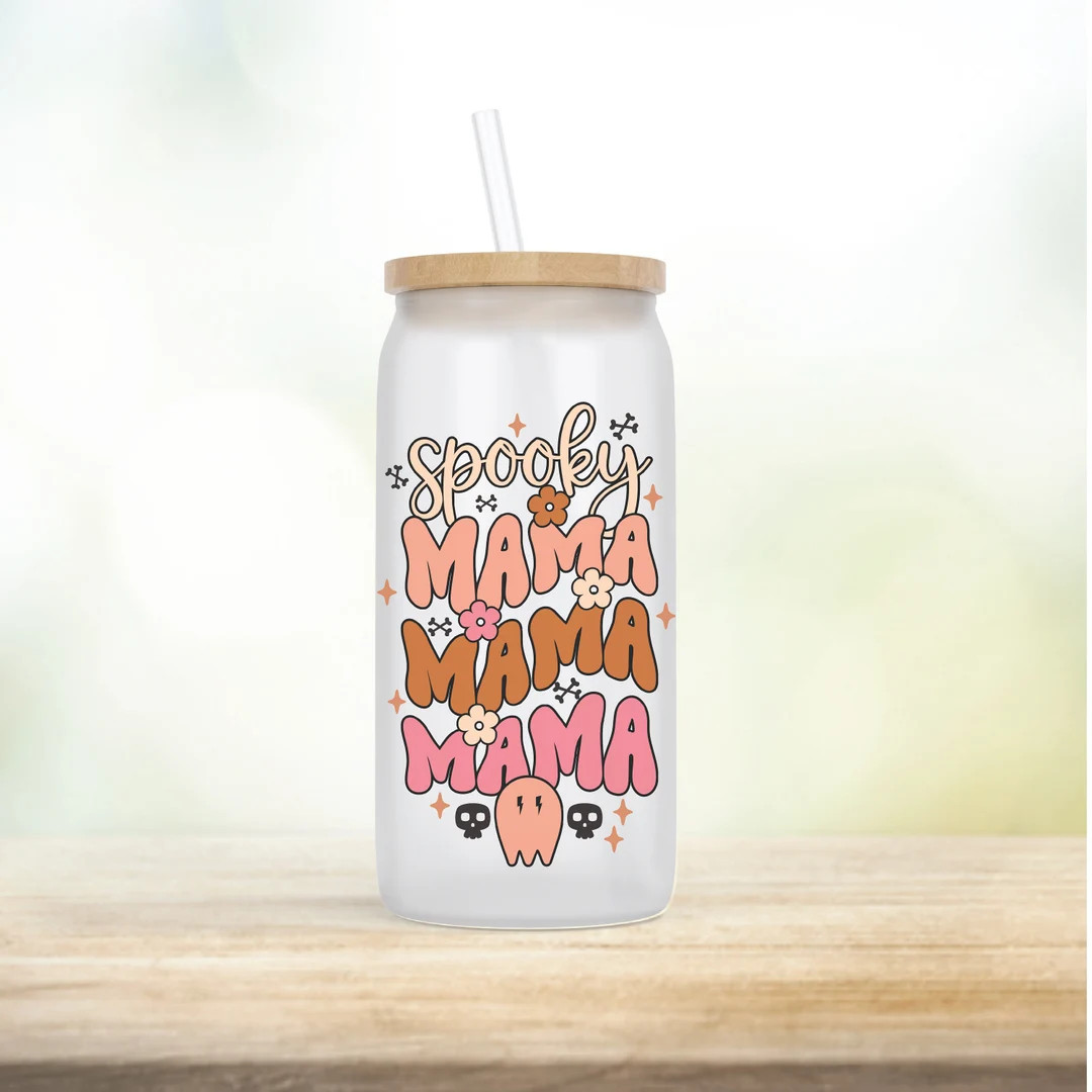 Spooky Mama Beer Can Glass Custom Coffee Cup Ghost Coffee - Etsy | Etsy (US)