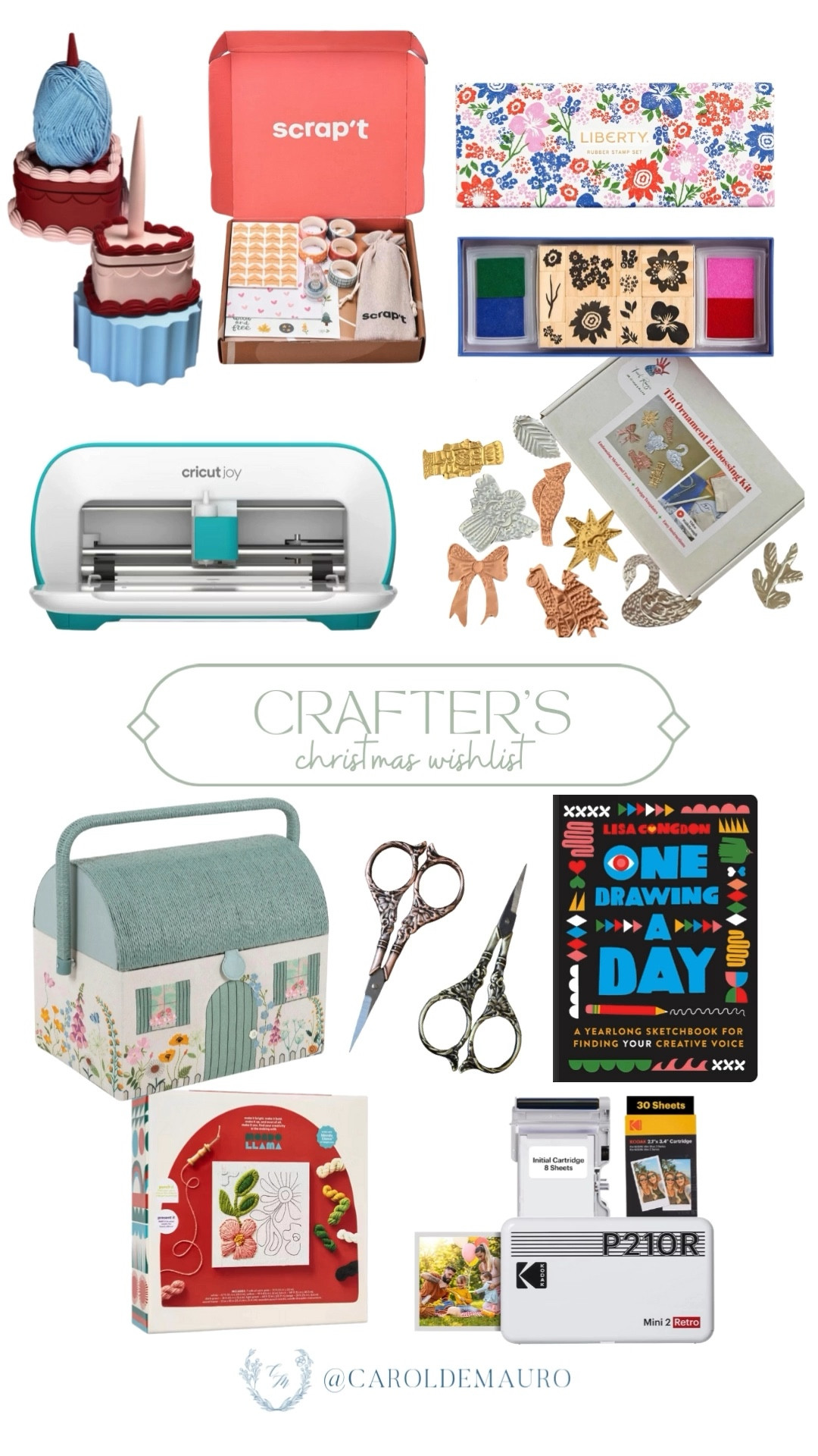 Be the secret Santa to someone who's crafty! Nothing says happy holidays like a brand new Cricut Joy, a fresh set of stamps and ink pads, a photo printer, a tin ornament embossing kit, and the challenge of a 'One Drawing A Day' sketchbook. 

creative gifts, christmas wishlist, crafting life, embossing, art supplies, scrapbooking, journal lover, holiday gifts

#LTKSeasonal #LTKHome #LTKHoliday