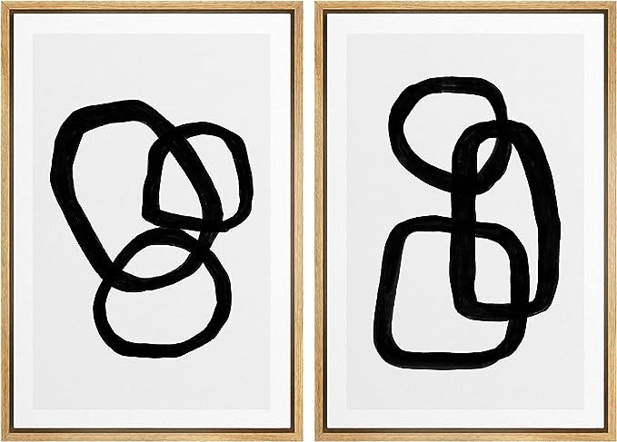 SIGNWIN Framed Canvas Print Wall Art Set Mid-Century Geometric Ring Collage Abstract Shapes Illus... | Amazon (US)