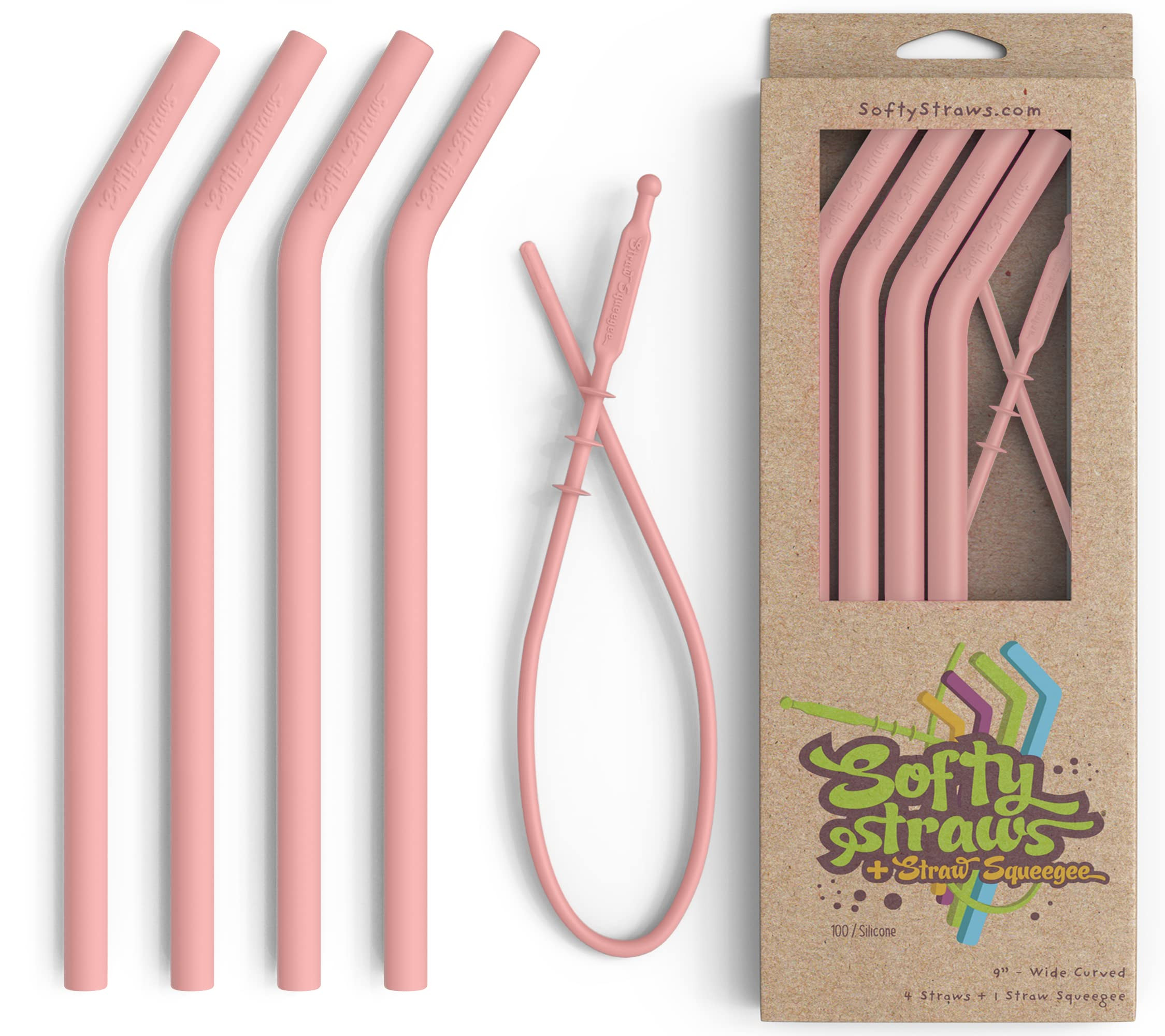 Reusable Silicone Drinking Straws - Big Size with Curved Bend for Tumblers Made from BPA Free No-... | Amazon (US)