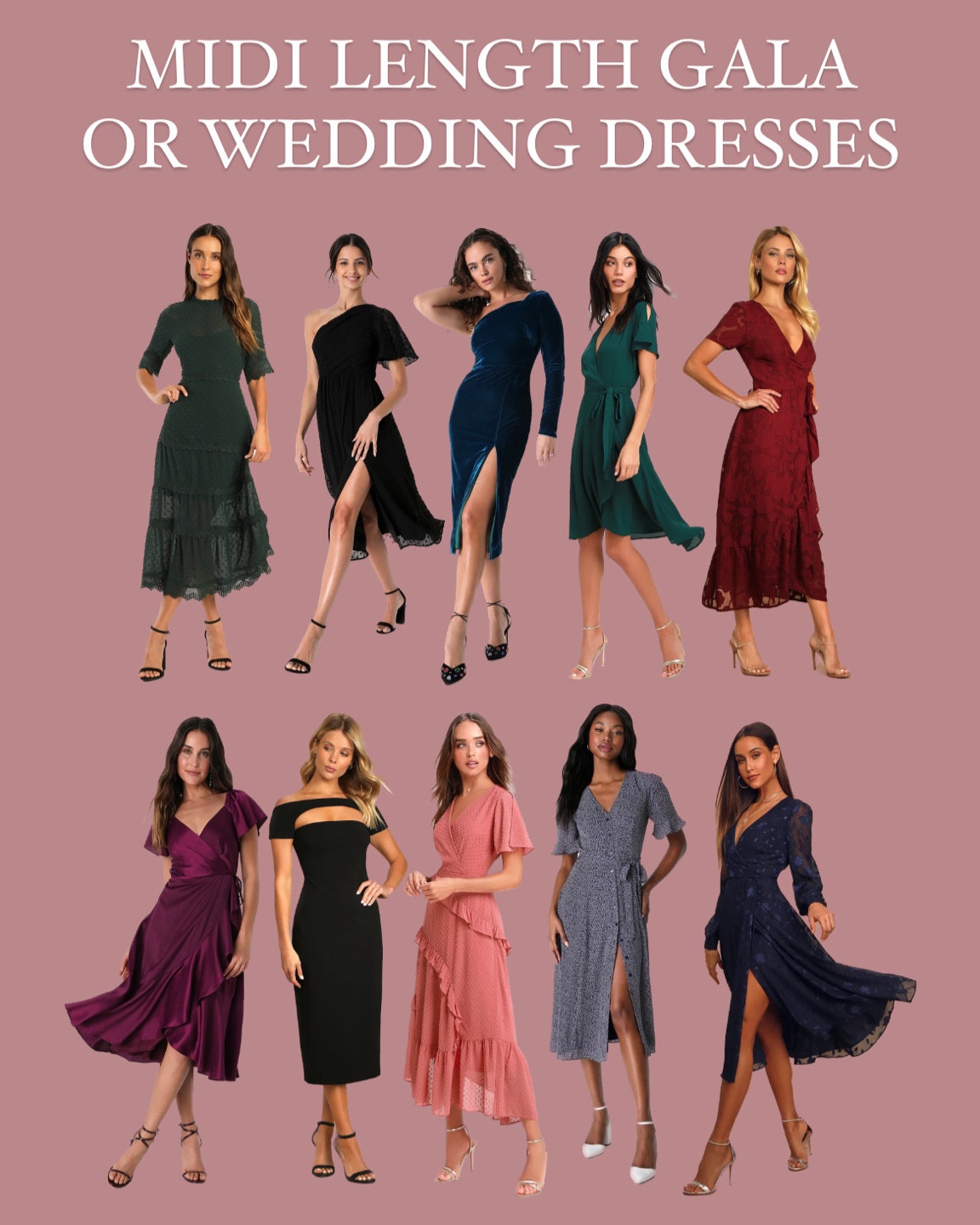 Midi length gala or wedding guest dresses 

#LTKwedding #LTKunder100 #LTKsalealert