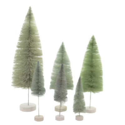 Christmas 15.5" Spectrum Trees Winter Green Bottle Brush Village Decorate  -  Decorative Figurine... | Target