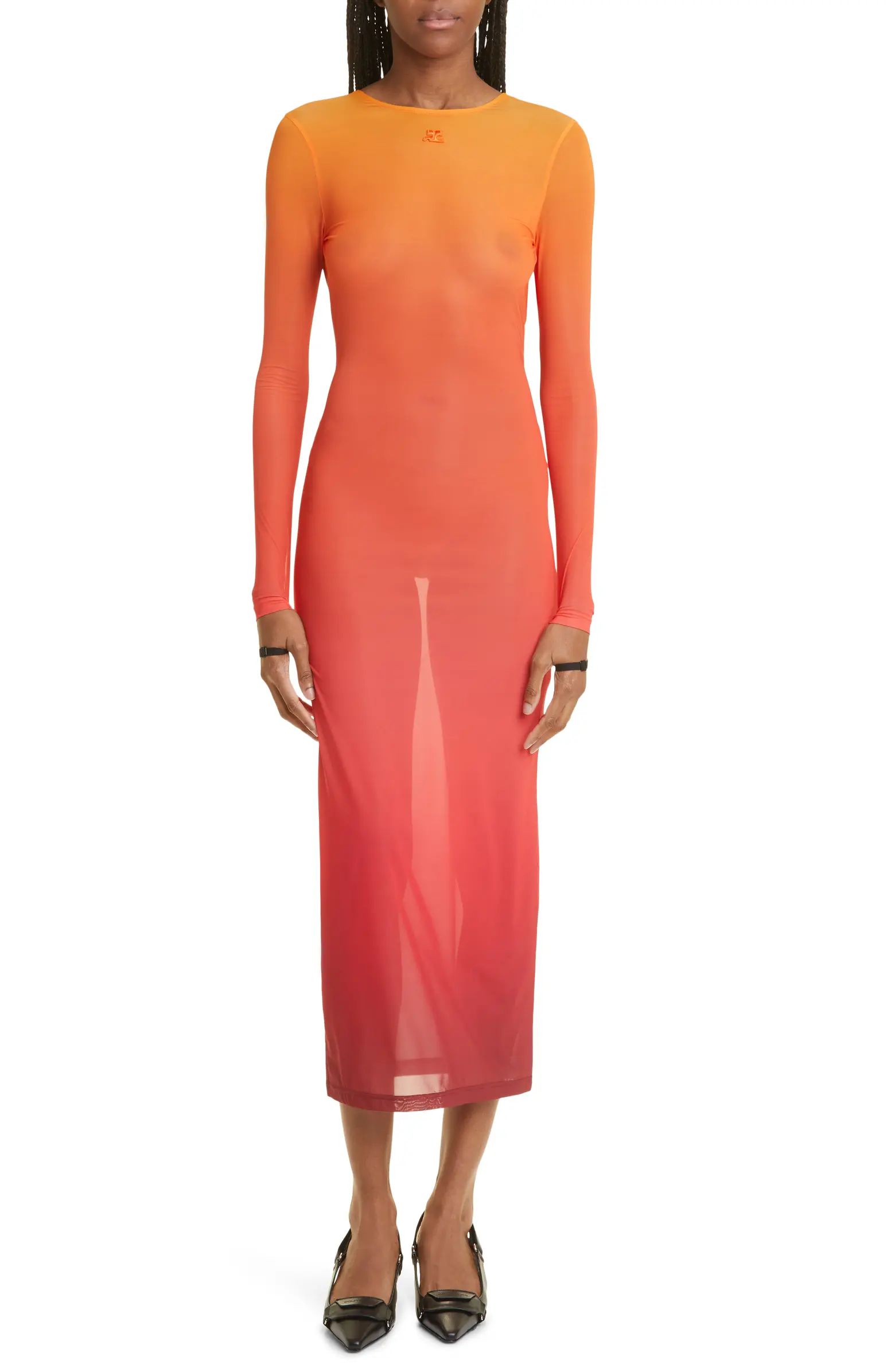 Courrèges Gradient Sunset Long Sleeve Second Skin Dress | Nordstrom | Nordstrom