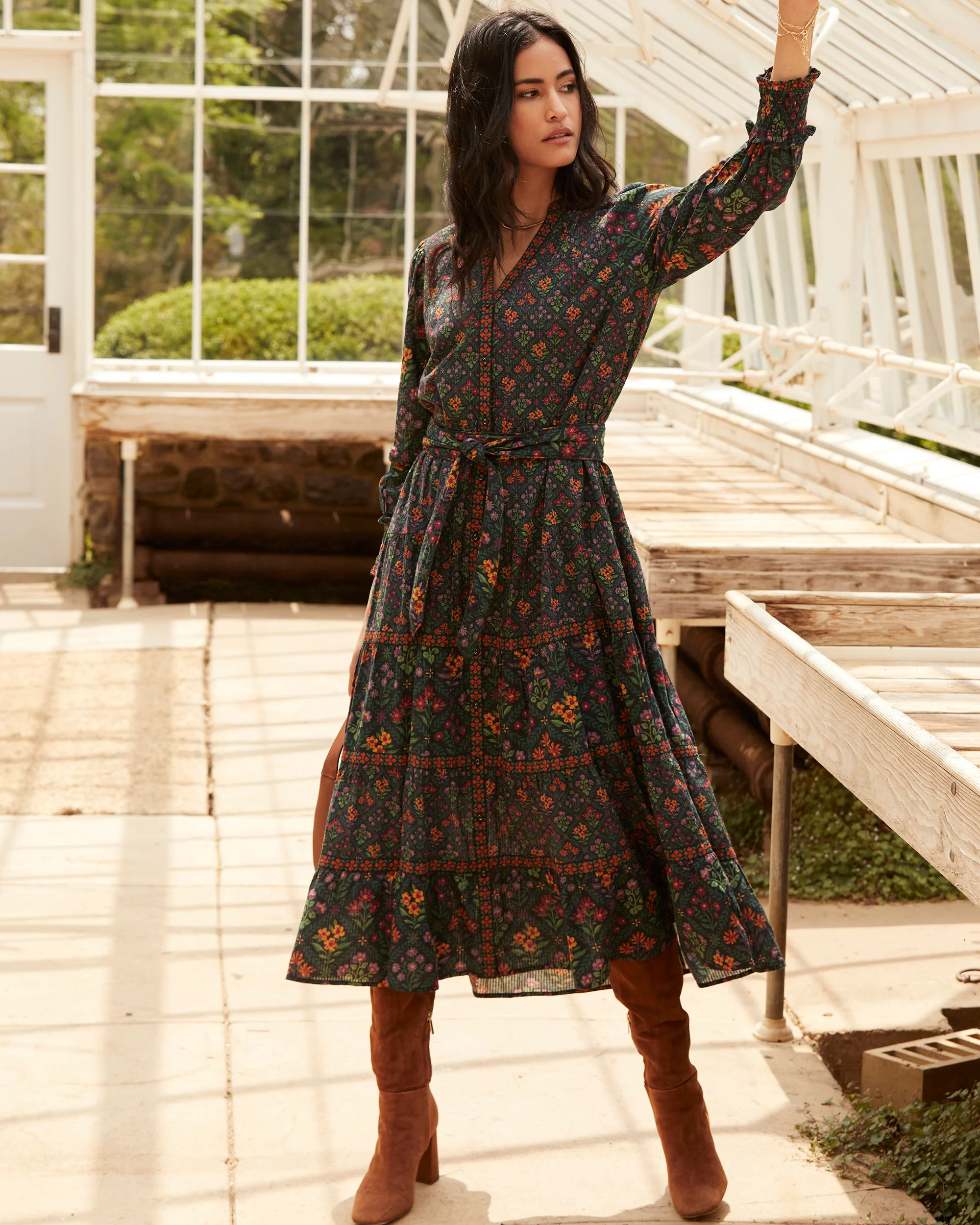 Falling for Flowers - Peaceful Weekends Dress - Dark Night | Printfresh