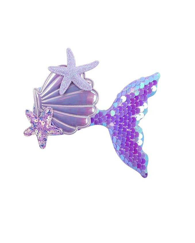 Mermaid Tail Hair Clip Pin Sequins Fish Tail Hairpin Starfish Shell Mermaid Hairclips BBG31 (Purp... | Amazon (US)