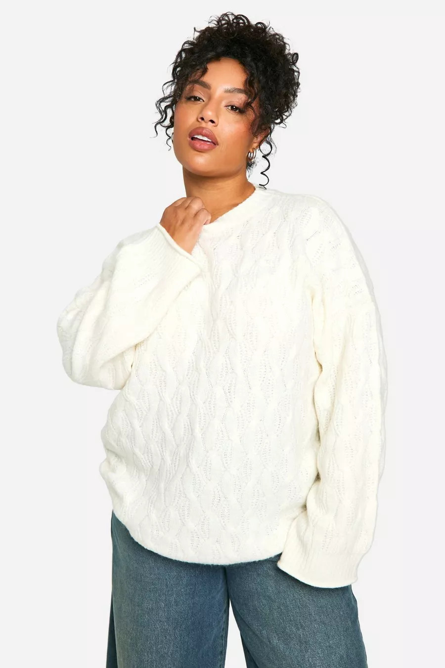 Plus Soft Cable Knit Oversized Jumper | boohoo (US & Canada)