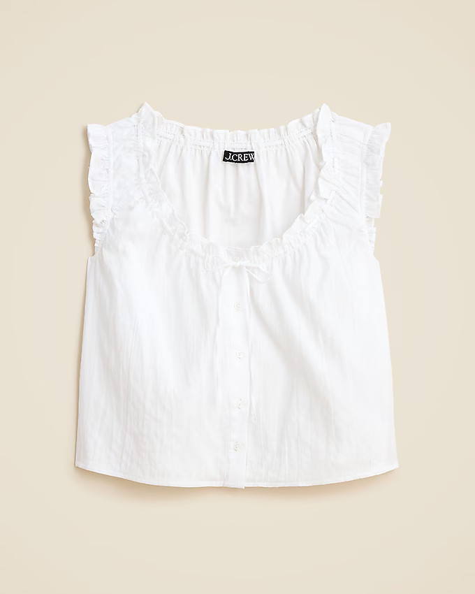 Ruffle-trim button-up top | J. Crew US