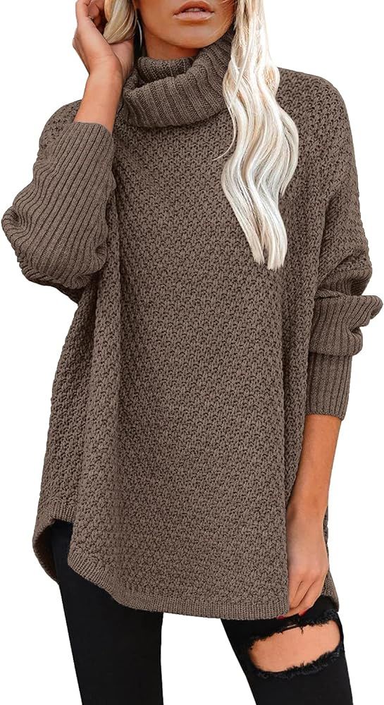 DOROSE Women's Oversized Turtleneck Long Sleeve Casual Pullover Knit Tunic Sweater | Amazon (US)