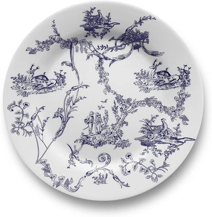 BOWLA Melamine Salad Plates Set - Set of 6, indoor or ourdoor plates (9"-6 Piece Set, Toile de Jo... | Amazon (US)