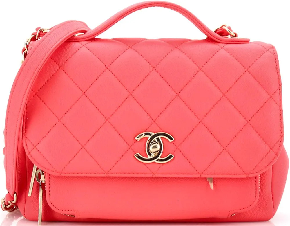 Amazon.com: Chanel, Pre-Loved Business Affinity Flap Bag Quilted Caviar Small, Pink : Amazon Luxu... | Amazon (US)