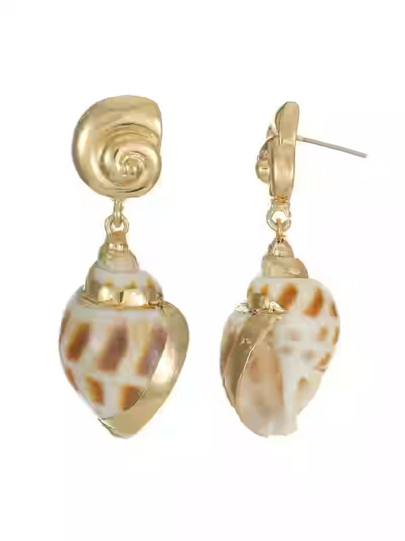 Time and Tru Goldtone and Natural Shell Earring, 1 Pair | Walmart (US)