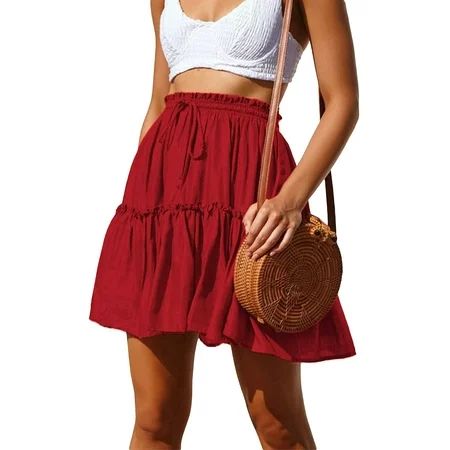 Colisha Summer Short Skirts for Womens Casual Loose High Waisted Skirt Frill Mini Skirt Ruffle Swing | Walmart (US)