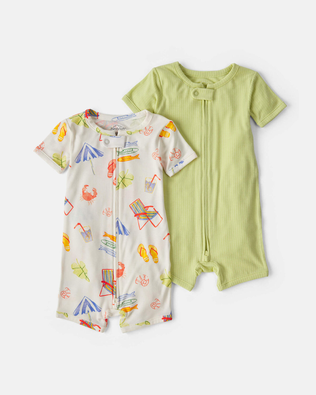 Baby 2-Pack Beach PurelySoft™ 1-Piece Pajama - Green/Ivory | Carter's Inc