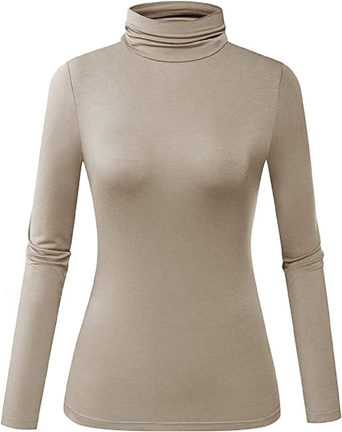 Herou Womens Long Sleeve Turtleneck Slim Fitted Lightweight Casual Active Layer Tops Shirts | Amazon (US)