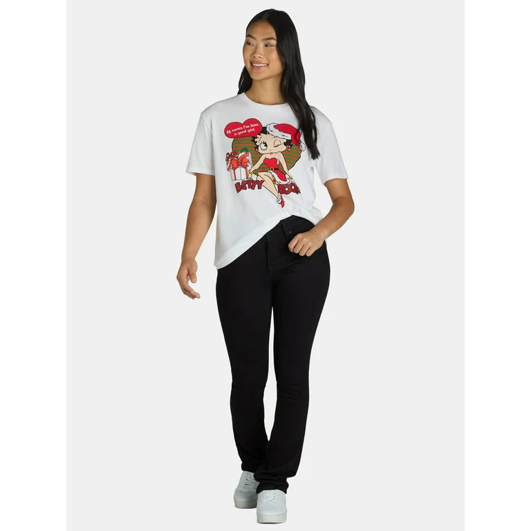 Holiday Women’s Betty Boop Glitter Graphic Tee, Sizes XXS-XXL | Walmart (US)