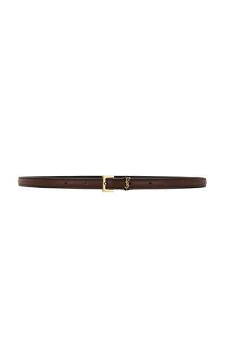 Saint Laurent Cassandre Belt in Brown | FWRD 