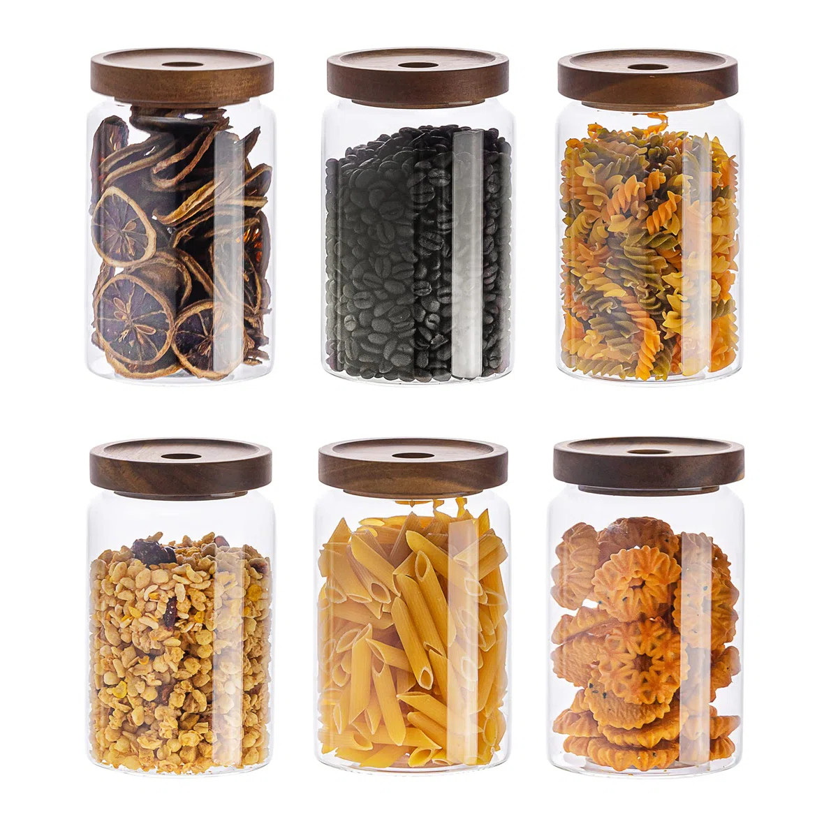 Glass Storage Containers Set Of 6, 28 Ounce Airtight Food Storage Containers With Bamboo Lids, Cl... | Wayfair North America