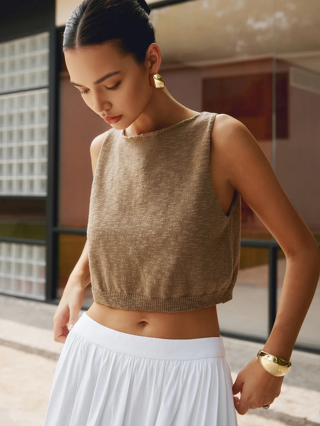 Cotton Blends Crop Tank Top | Commense