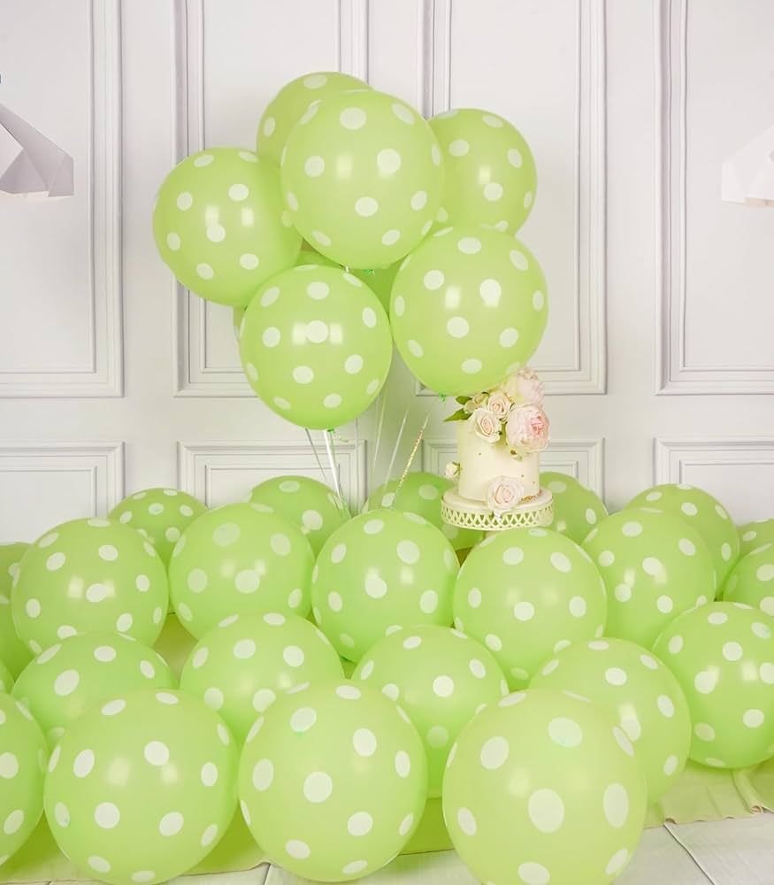 63PCS Lime Green Polka Dot Balloons 12 Inch Latex Helium Round Party Balloons Kit for Birthday Pa... | Amazon (US)
