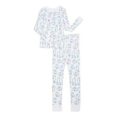 Girls Cotton Snug-Fit Top and Pants Pajama Set from Way to Celebrate, 2-Piece, Sizes 4-10 | Walmart (US)