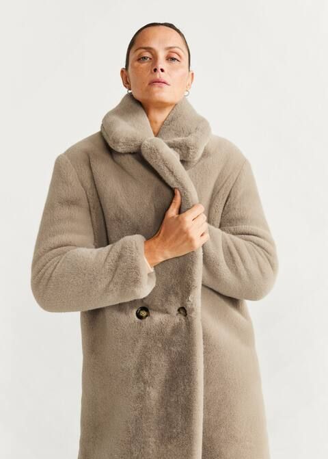 Maxi lapels faux-fur coat | MANGO (US)