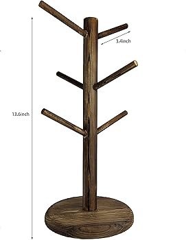 Dorhors Mug Holder Tree,Coffee Mug Rack,Coffee Cup Holder with 6 Hooks,Wood Coffee Mug Holder for... | Amazon (US)
